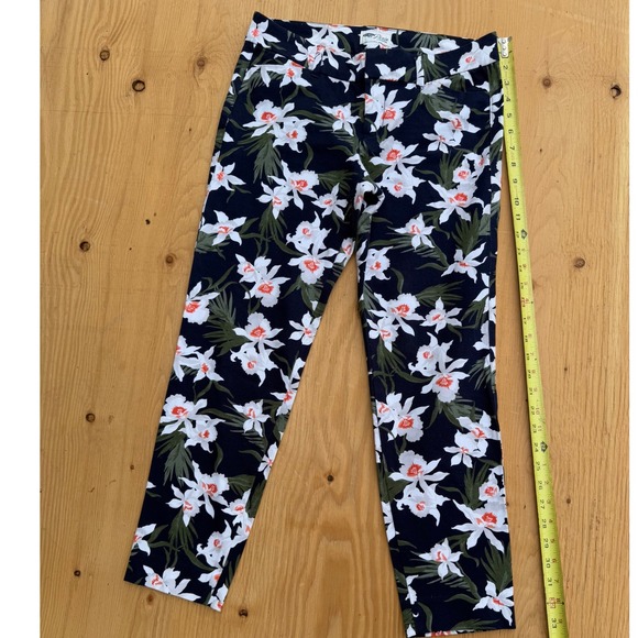 Old Navy Floral Print Ankle‎ Pants Stretch Casual Career Black White Size 4 - Picture 3 of 7